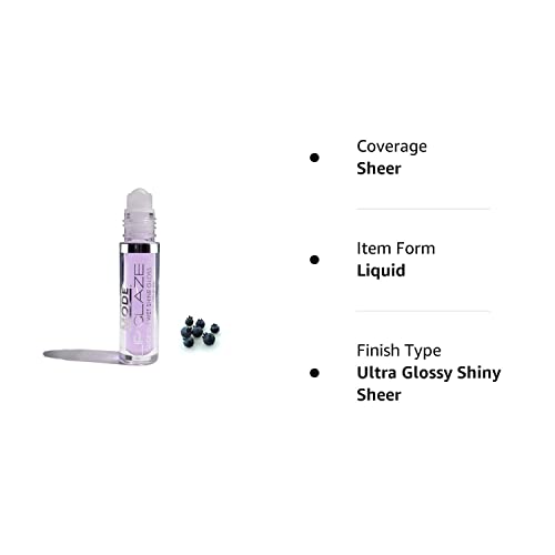 Mode Lip Glaze Blueberry Cream Flavored Lip Gloss Roll On Wet Shine, Hydrating Moisturizing Sweet Almond, Areni Noir, Wild Rose Natural Skincare Fruit Oils - No Cruelty Vegan Ny Made, 4Ml #TOP3