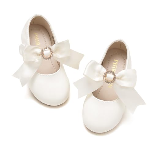 Image of PHIRAMIN Toddler Flower Girl Dress Shoes - Little Girl Mary Janes Flats Wedding