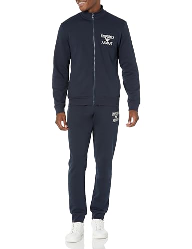 Emporio Armani Men's Iconic Terry Zipped Sweatshirt and Trousers Sweater, Marine, XL (Pack of 2)