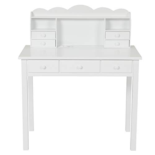 Adorneve Writing Desk With Usb Port, Home Office Desk With Drawers And Hutch, 36.2" Study Table Computer Desk For Student/Adults, Computer Work Station With Storage Shelf, 7 Drawers, White #TOP7