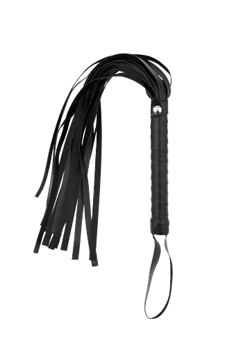 18.5 in Black Horse Whip - Leather Training Short Horse Whip - Crop Soft Handle Equestrian Whip Horse