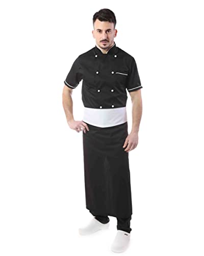 Uniforme chef noir et blanc veste cuisine personnalisée pantalon tablier