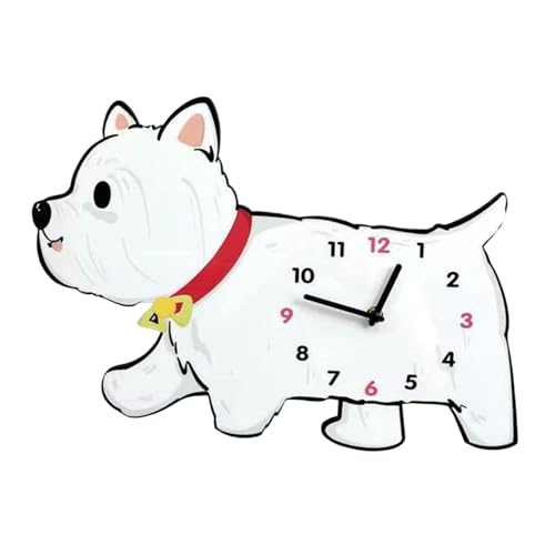 rockible Reloj de Pared con Dibujos de Cachorros, decoración de Madera, silencioso, para Colgar en Pared, para habitación Infantil, Dormitorio Infantil