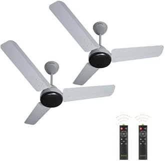 OCECO BLDC Fan 900mm Combo Pack of 2 Euro Grey Energy Efficient Ceiling Fans with Remote Control BEE 5 Star Low Power High Air Delivery