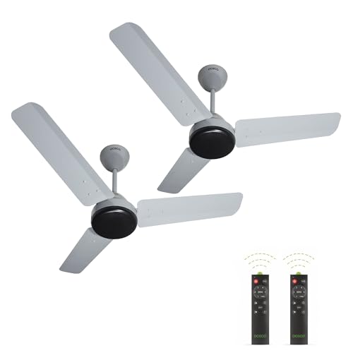 OCECO BLDC Fan 900mm Combo Pack of 2 Euro Grey Energy Efficient Ceiling Fans with Remote Control BEE 5 Star Low Power High Air Delivery
