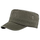 Army Cadet Cap for Men Women Military Flat Top Cap Adjustable Cotton Basic Baseball Cap