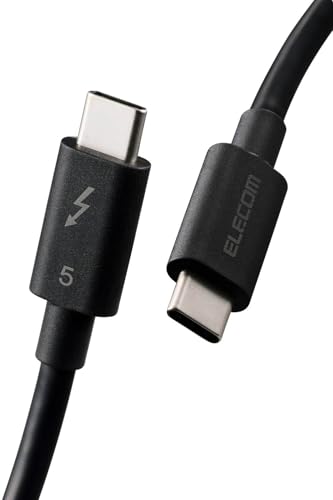 ELECOM USB-C Thunderbolt 5 Cable 1m 240W High-Speed Data Transfer USB PD Compatible 8K/60Hz Max 120Gbps Slim Cable [Thunderbolt 4 / Thunderbolt 3 USB4 Compatible] [Intel Certified] Compatible with