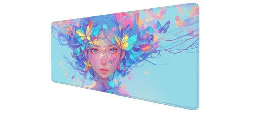 Tapis de souris XXL papillon 70x40cm pour le bureau des femmes