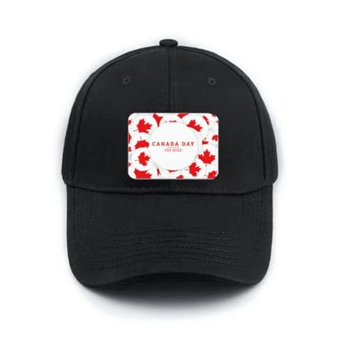 Casquette baseball noire Canada Day réglable avec motif feuille d'érable