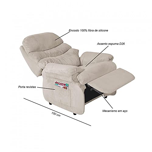 Poltrona Reclinável Barão Império Estofados Areia