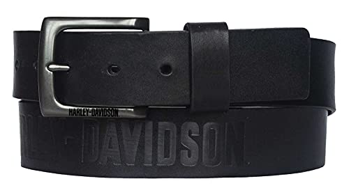 Harley-Davidson Men's Vintage Race Genuine Leather Belt - Solid Black