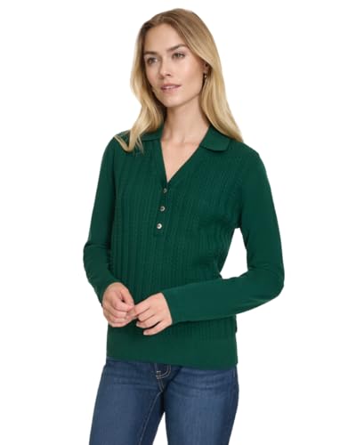 Image of Nautica Women's V-Neck Cable Polo Long Sleeve