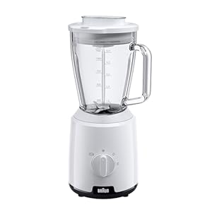 Braun PowerBlend 1 JB1050WH – Standmixer mit 1,5 l Glas-Mixaufsatz, Küchenhelfer zum Zerkleinern, Pürieren & Mixen, Ice-Crush-Funktion, 2 Geschwindigkeiten, 600 Watt, Weiß