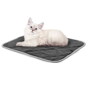 NWK Self Warming Thermal Pet Mat for Dogs and Cats, Body Heat Reflecting Cat Bed Mat, Washable, for Sofa & Crate & Kennel & Car Seat (Obsidian Black, Small (20” X 16” X 0.4”))