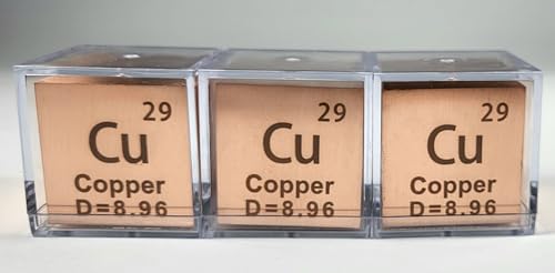 Image of 1.5 inch 38.1mm Copper Metal Cube Cu up to 99.9% Pure Periodic Table Element Engraved Density Collection Science Education Display Block Cube + Acrylic Case Box - 1PC