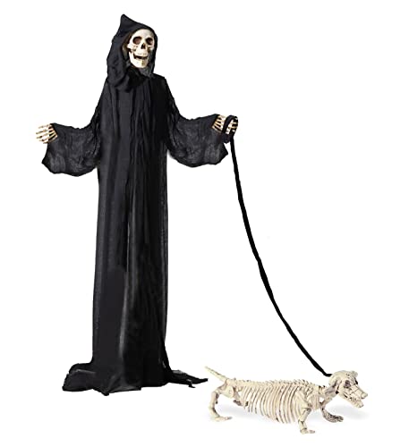 W WIDMANN MILANO Party Fashion 07093 - Dackelskelett mit Leine, 55 cm, Partydekoration, Halloween, Karneval, Mottoparty
