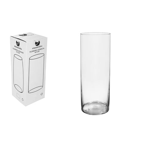 GIOCOKIDS, Florero Cristal Valeria 40 cm para Decoración – Jarrón Cristal Decorativo Moderno, Ideal como Centro de Mesa o Jarrón de Suelo para Salón