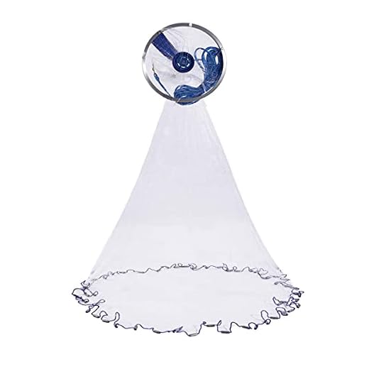 GLB STORE American Saltwater Fishing Cast Net with Heavy Duty Real Zinc Sinker Weights for Bait Trap Fish 4/6/8Ft Radius, 3/8 Inch Mesh Size, white, 6ft Radius