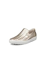 ECCO Women's Soft 7 Slip On Leather Sneaker, Pure White Gold, EU 39/US 8-8.5