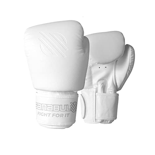 Sanabul Battle Forged Thai Style Kickboxing Professional Gloves (White, 14 Oz) #TOP3