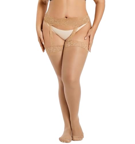 Women's Lace Suspender Tights Plus Size Sexy Sheer Garter Tights Ultra-Thin Garter Stockings
