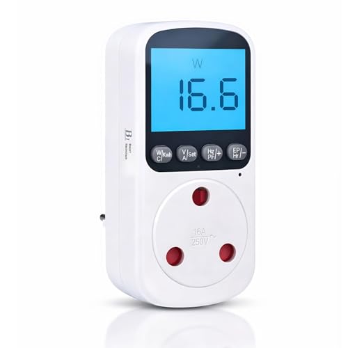 Image of Blackt Electrotech BT72PM6 : 230 Volt 16 Amps 3-Pin Socket Digital Energy Analyzer High-Load Usage Monitor - Real-Time Watts, Volts, & kWh Tracking Module - Industrial-Grade 230V AC Plug-in Design
