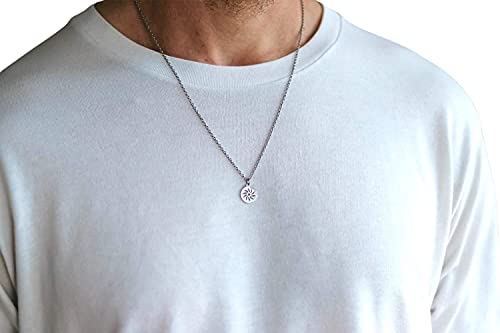 Sun Necklace For Men, Groomsmen Gift, Men's Necklace Silver Sun Pendant, Stainless Chain Necklace, Gift For Him, Yoga Necklace, Minimalist #TOP23