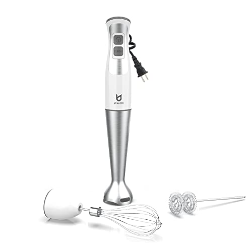 Immersion Hand Blender, UTALENT 3-in-1 8-Speed Stick Blender with Milk Frother, Egg Whisk for Smoothies, Coffee Milk Foam, Puree Baby Food, Sauces and Soups - White by UTALENT - Used condition - US$27.81