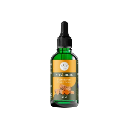 VitaCmeric Vitamin C Face Serum 10% with Turmeric & Niacinamide | Brightening Serum for Dull & Uneven Skin Tone | With Hyaluronic Acid, Vitamin B5 & E | Hydrating Glow Support | 30ml