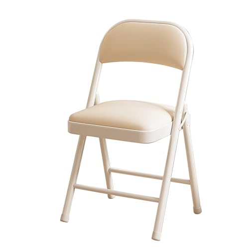 Gepolsterte Klappstühle – stabiler Metallrahmen, PU-Leder, 250 kg Kapazität, leicht und einfache Lagerung, perfekt für den Innen- und Außenbereich, Zuhause, Büro, Party, Weiß, 2 Stück