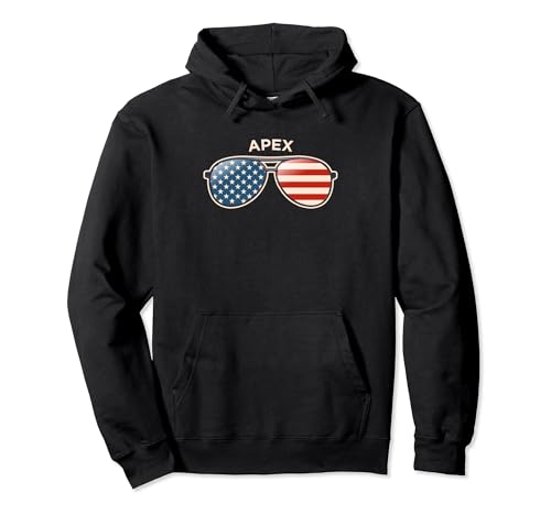 Apex, MO Vintage US Flag Sunglasses Pullover Hoodie