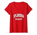 Womens Splendora High School HS Splendora TX Retro Sports V-Neck T-Shirt