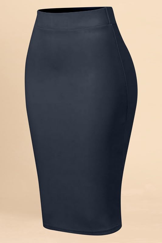 Image of TRENDMALLS Women's Knee Length Formal Pencil Skirt with Elastic Waist Band