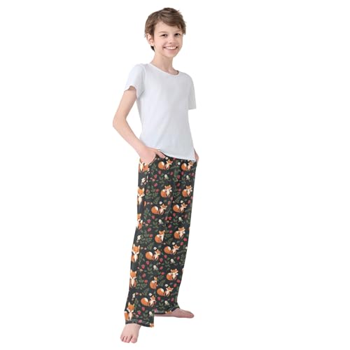 Fox Leaf Strawberry T Long Pajama Pants Bottoms Soft Sleepwear with Pockets 7