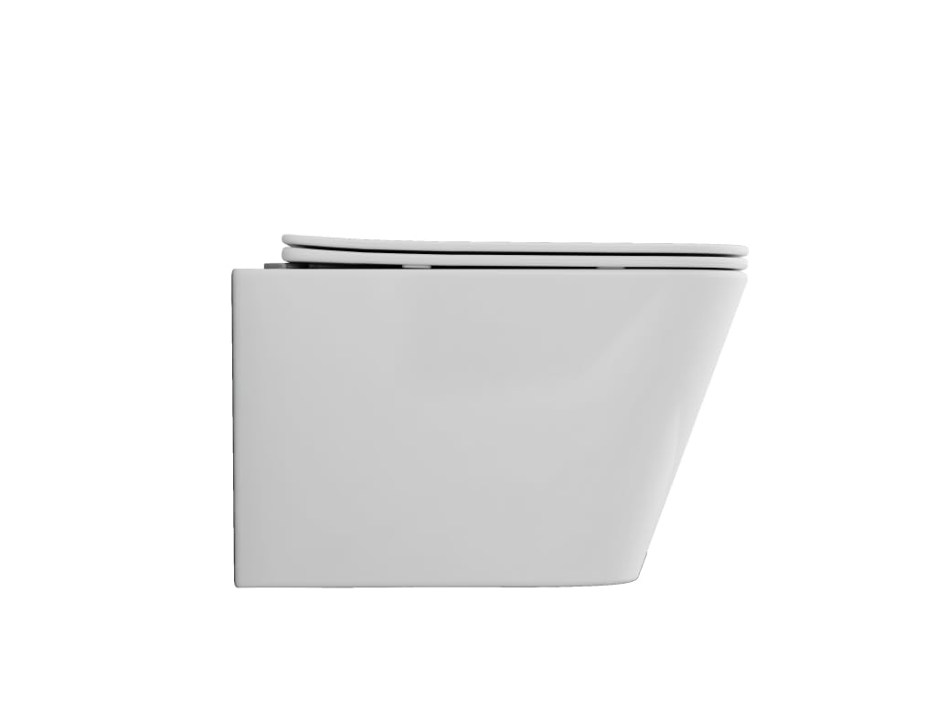 VBChome WC sospeso senza bordi in ceramica con coperchio WC in Duroplast abbassamento automatico Rimless SoftClose, WC da parete e WC