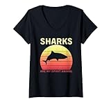 Photo Gallery donna sharks are my spirit animal retro funny ocean shark lovers maglietta con collo a v Photo Gallery donna sharks are my spirit animal retro funny ocean shark lovers maglietta con collo a v