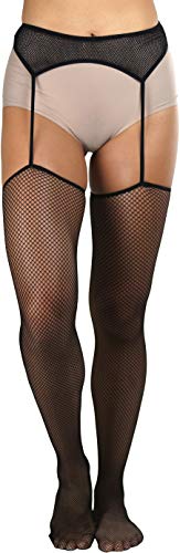 Image of ToBeInStyle Women's Attached Garter Belt Suspender Nylon Stocking Pantyhose
