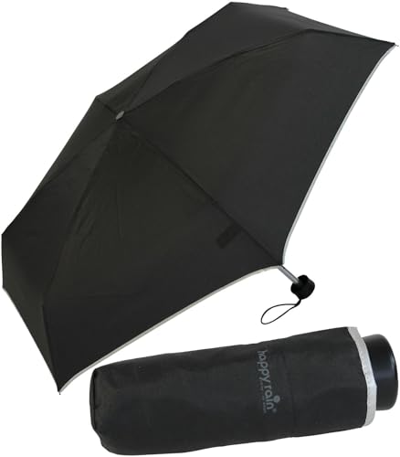 happy rain Ultra Mini Taschenschirm Damen Regenschirm Uni - schwarz