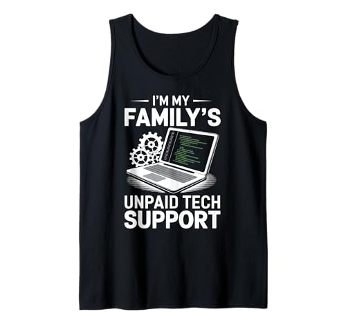 Soy mi familia no pagado Apoyo técnico nerd divertido dicho Camiseta sin Mangas