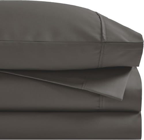 SUPERIOR 1400-1500 Thread Count Cotton Rich Sheet Set, Heavyweight Daily Bedding, Modern Decor, Includes 1 Elastic Deep Pocket Fitted Bedsheet, 1 Flat Sheet, 1 Pillowcase, Twin XL Size, Charcoal