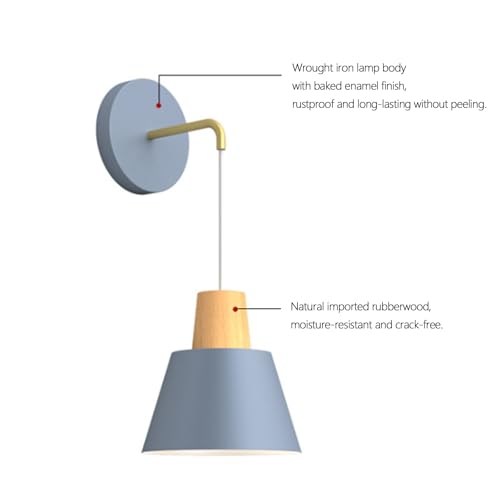 Aplique de pared E27 interior para eliminar cables en mesitas de noche pequeñas 4
