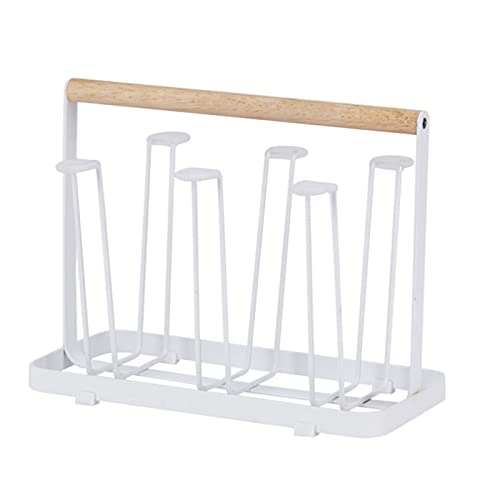 Limpia Plata Estante de mesa para seis tazas, suministros de cocina, estante de almacenamiento, drenaje de almacenamiento de del hierro, Organizadores De Armarios De Cocina Cajones (white, One Size) Cover
