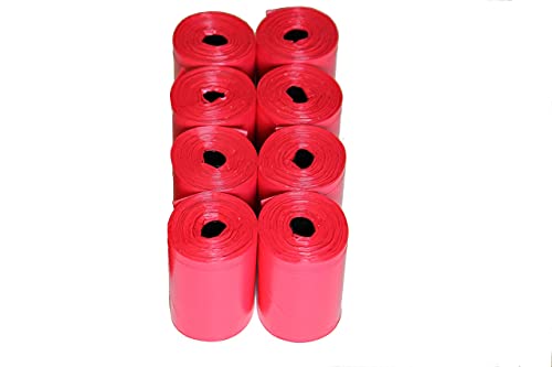 Image of 120 Easy Open & Strong Leak-Proof Poop Bags Dog Waste Bags 13.25 x 9 inch Made in USA .Bags are easier to tie than standard 12 inch bags (Red)