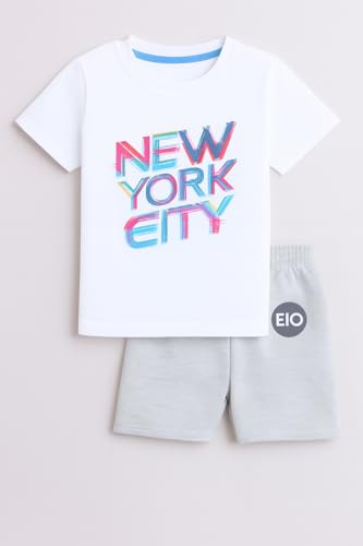 Image of EIO Boys Cotton Printed Dress Clothing Set Combo with Tshirts & Shorts-Pack 3