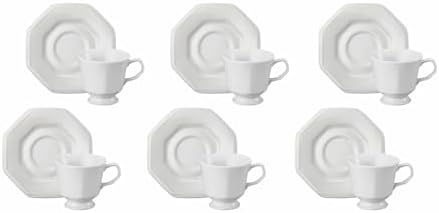 Estojo com 6 Xícaras Chá com Pires em Porcelana- Modelo Octogonal...