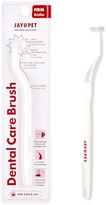 Dental Care Brush (Soft or Firm Bristle) – Cat, Dog Tartar & Plaque Removal, Horizontal Head and S-Curved Body for Easy Hand Grip (1, Firm Bristle)