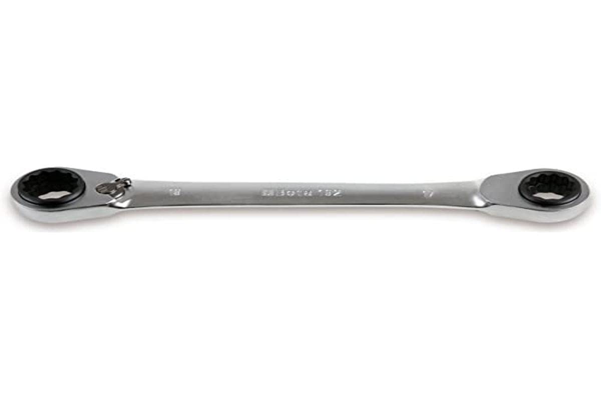 Beta 1920008 Model 192 8-13 Reversible Ratcheting Double-Ended Flat Ring Spanner, 8mm-13mm, White