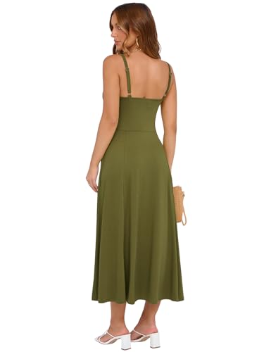 Image of YIOYOLA Corset Dress for Women Casual Tea Party Summer Wedding Guest Flowy Midi Sundress