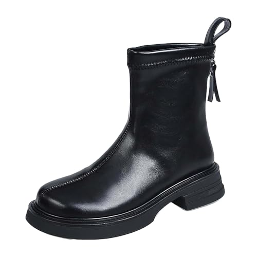 Image of Generisch Slip-on boots, women's lightweight casual boots, half height Chelsea boots, women's ankle boots, soft comfortable lace-up shoes, non-slip work boots with thick sole, breathable outdoor shoes