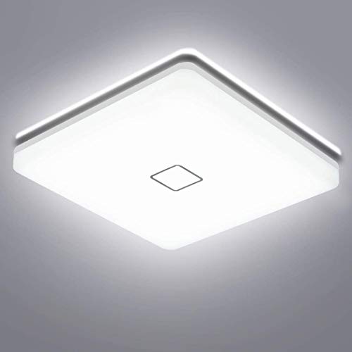 LED Ceiling Lights Flush Mount Square 5000K Cold White Light, Airand 24W Waterproof IP44 2050 Lumens 12.6in Led Light Fixtures Ceiling Lamp for Bathroom Kitchen Bedroom Living Room Corridor